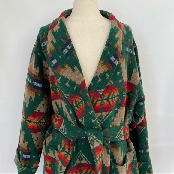 Pendleton RARE Wool Aztec Long Blanket Coat Made In USA - Picture 2 of 13